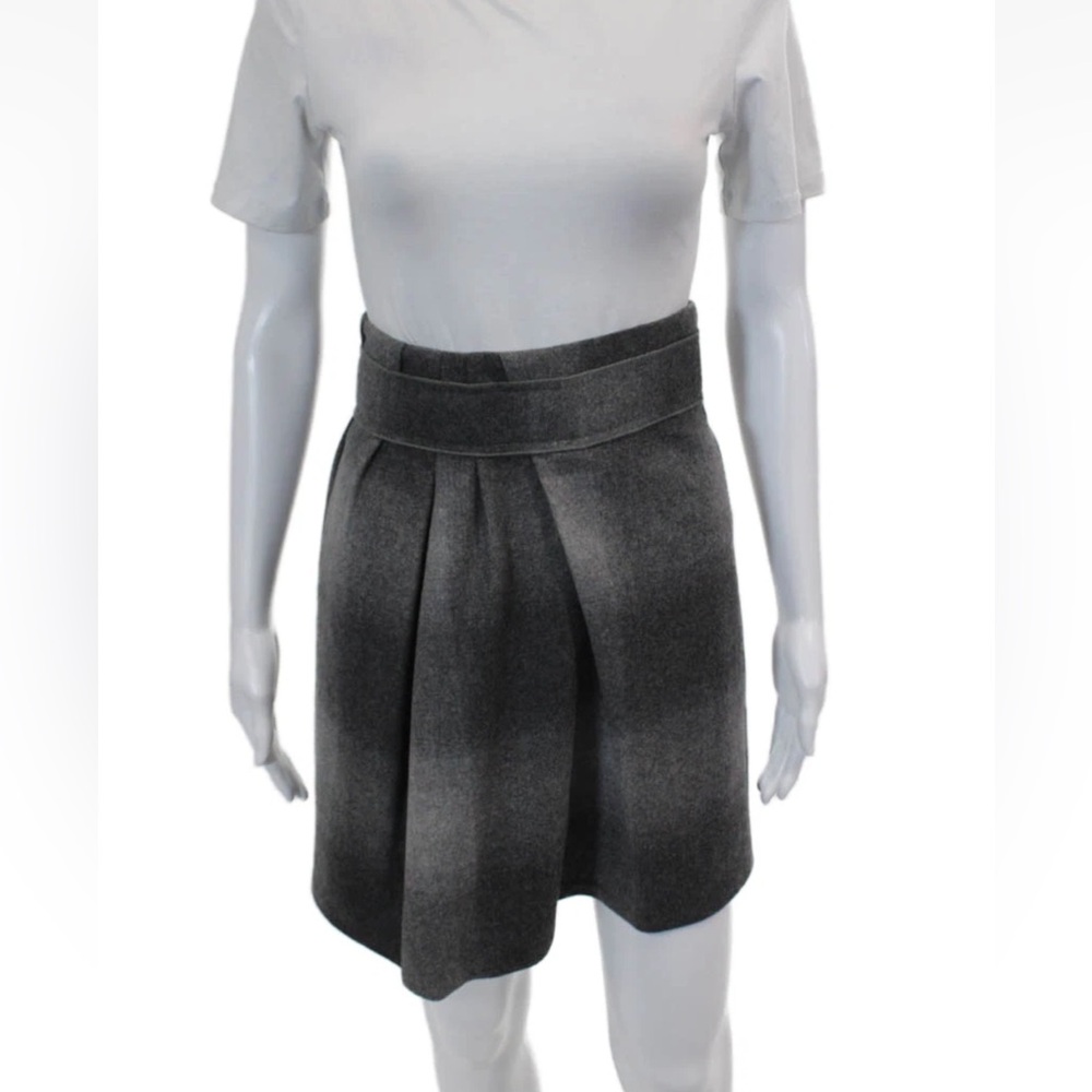 Brunello Cucinelli Womens Womens Wool Pleated Waist Detail Skirt Gray Size 8